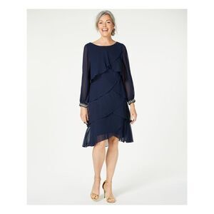 SLNY Navy Midi Dress